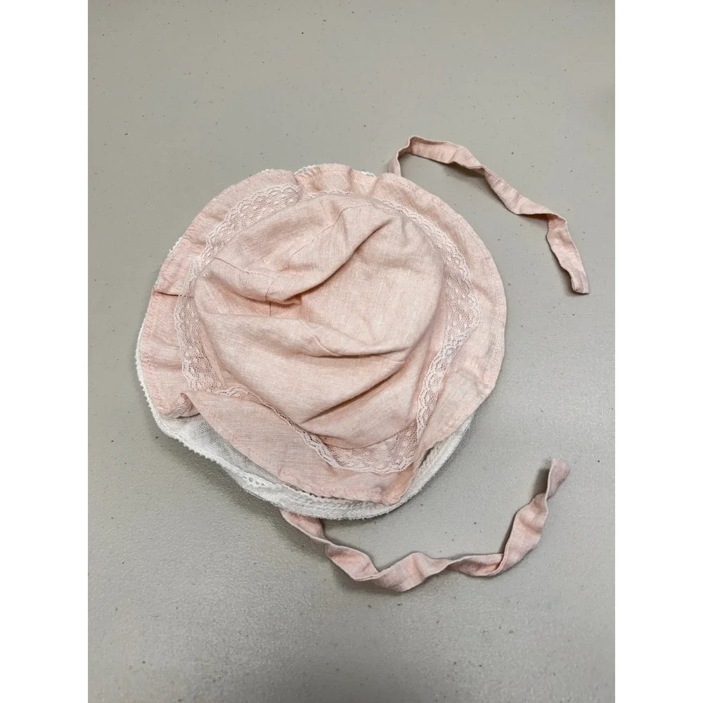 Mayoral Baby Girls Linen Cotton Lace Trim Sun Hat Bonnet Pink 12m 46cm